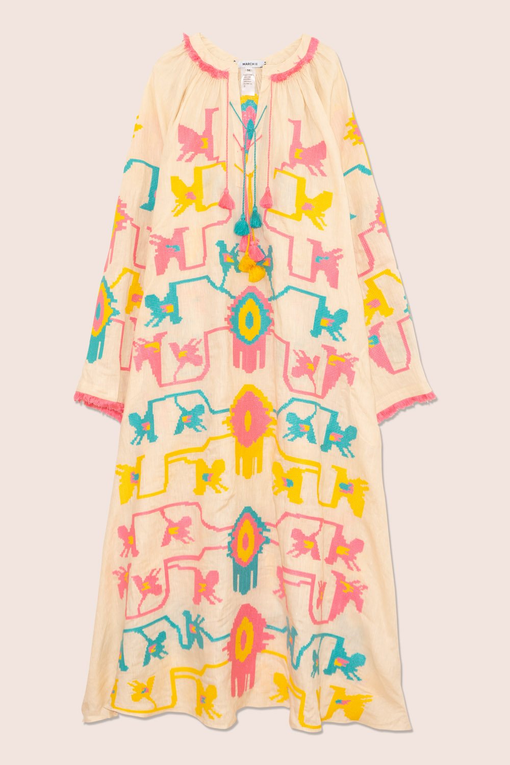Feather Maxi Dress in Cream