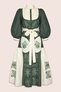 Amo Midi Dress in Green and White