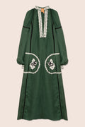 Grace Midi Dress in Green with White