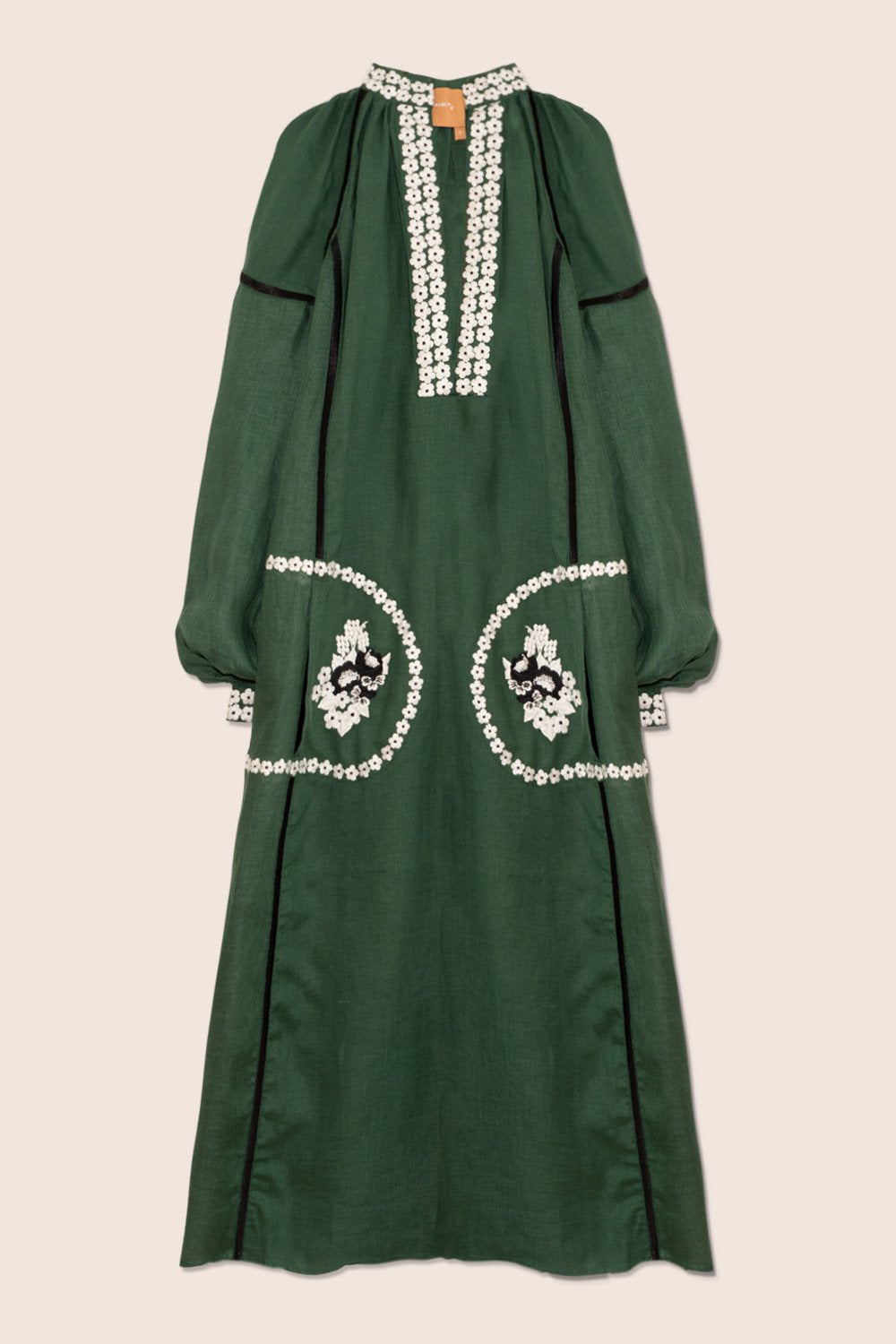 Grace Midi Dress in Green with White