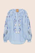Flower Net Blouse in Blue