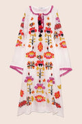 Astrid Maxi Dress in White with Pink