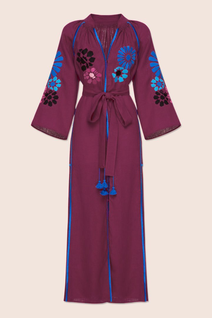 Barcelona Midi Dress in Burgundy