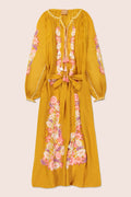 Flower Net Maxi Dress in Yellow