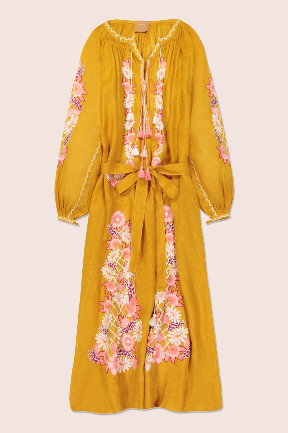 Flower Net Maxi Dress in Yellow