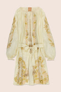 Flower Net Mini Dress in Beige