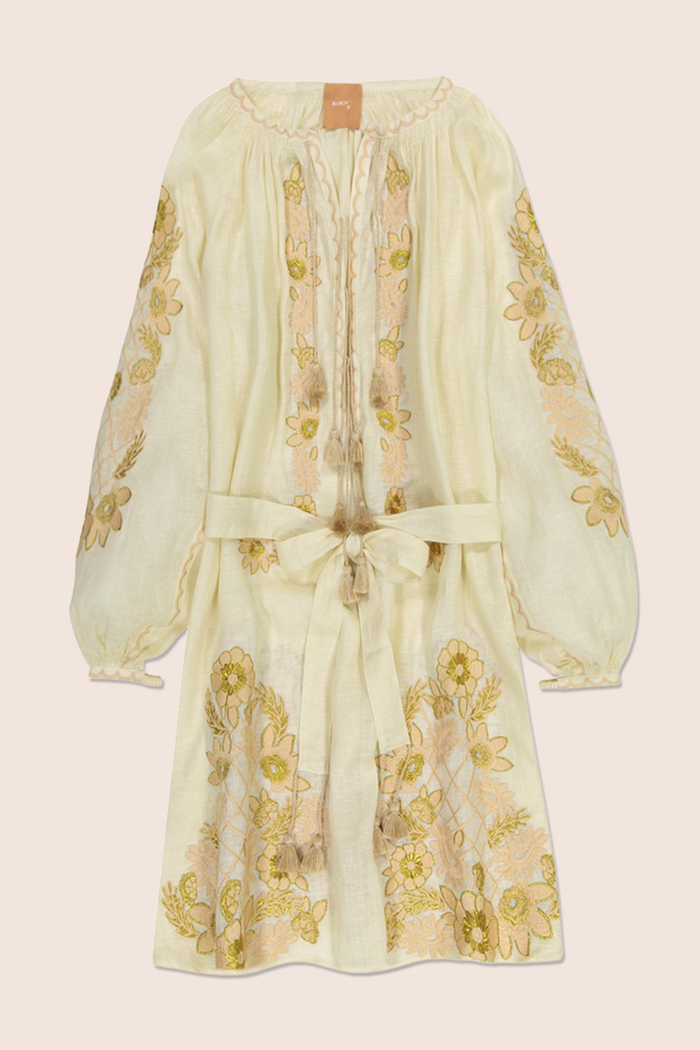 Flower Net Mini Dress in Beige