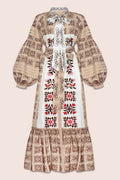 Judy Maxi Dress in White and Beige