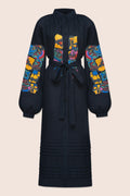 Broken Tiles Midi Dress in Navy