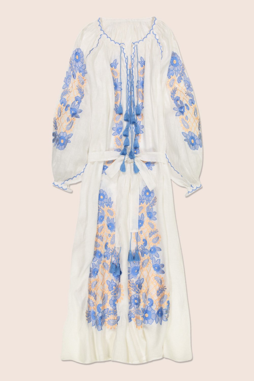 Flower Net Maxi Dress in White