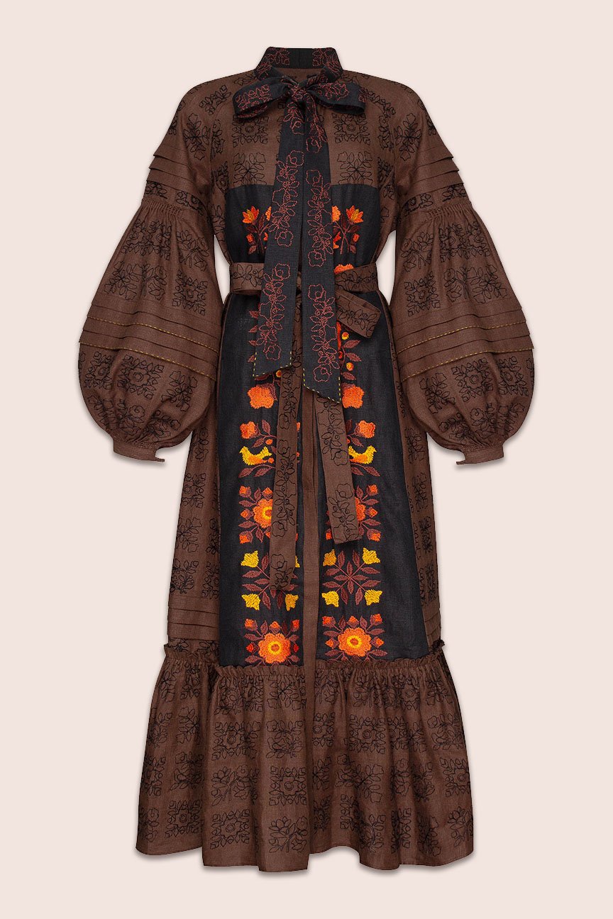 Judy Maxi Dress in Brown and Black