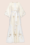 Dragon Flower Maxi Dress in Creme