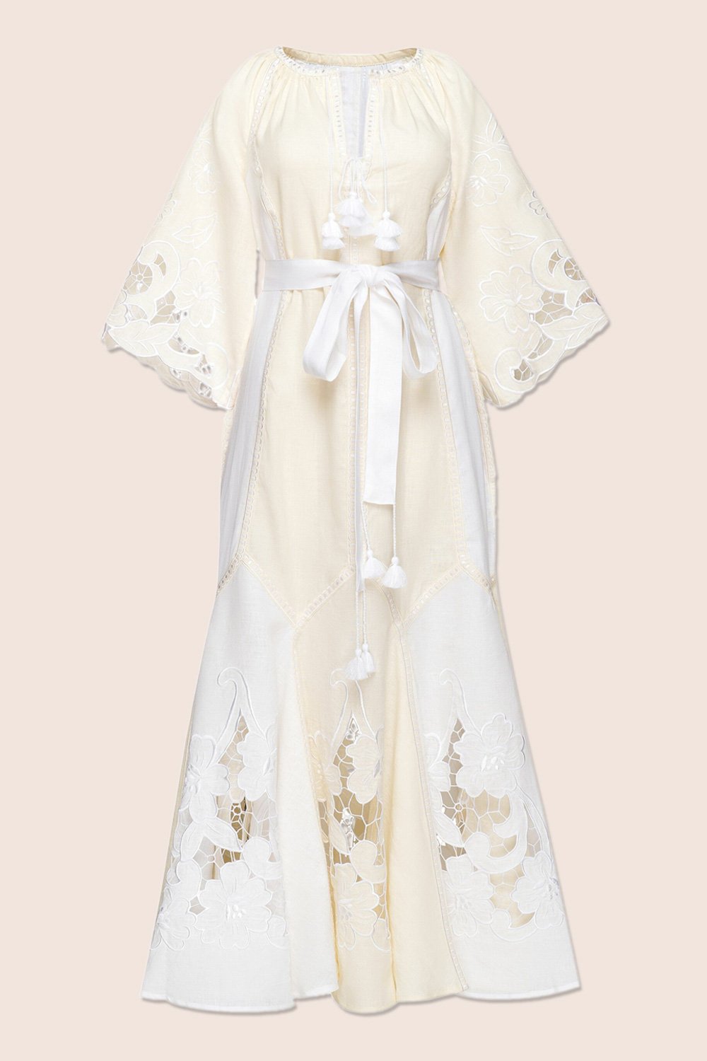 Dragon Flower Maxi Dress in Creme