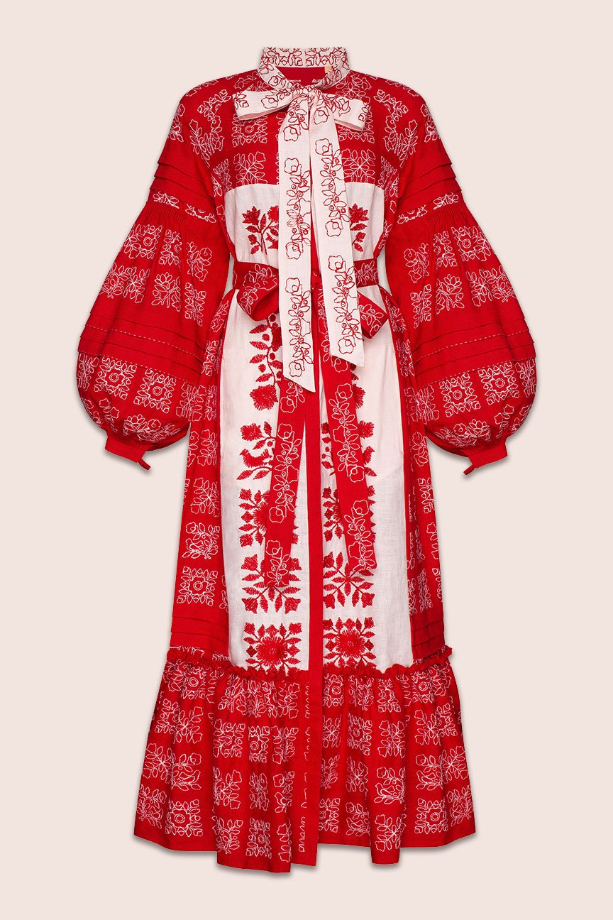 Judy Maxi Dress in Red and White