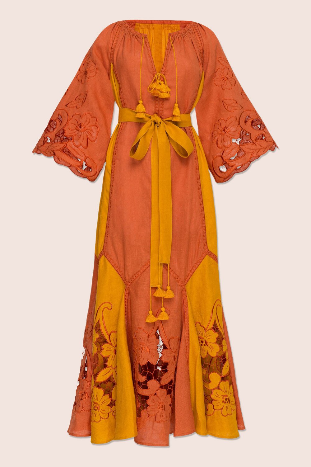 Dragon Flower Maxi Dress in Orange