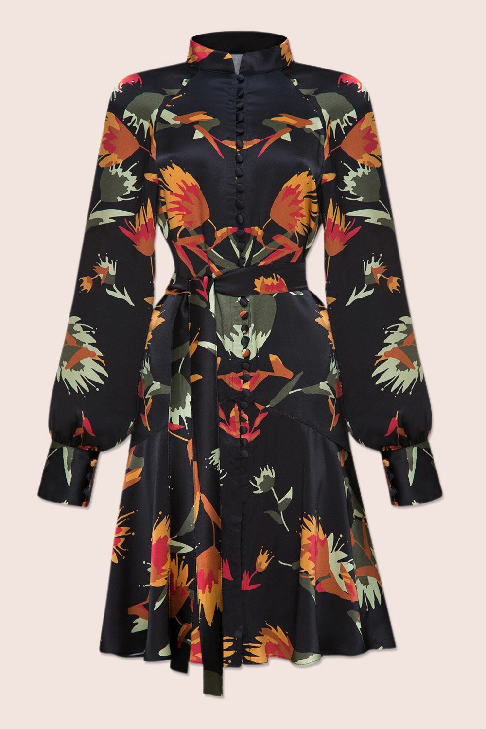 Alex Print Shirt Mini Dress in Black