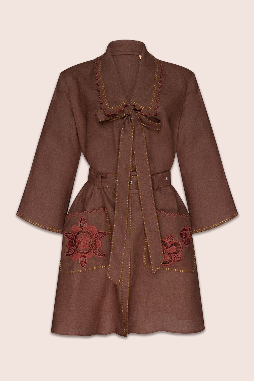 Rita Mini Dress in Brown