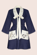 Rita Mini Dress in Navy and Creme