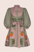 Amo Mini Dress in Pink and Green