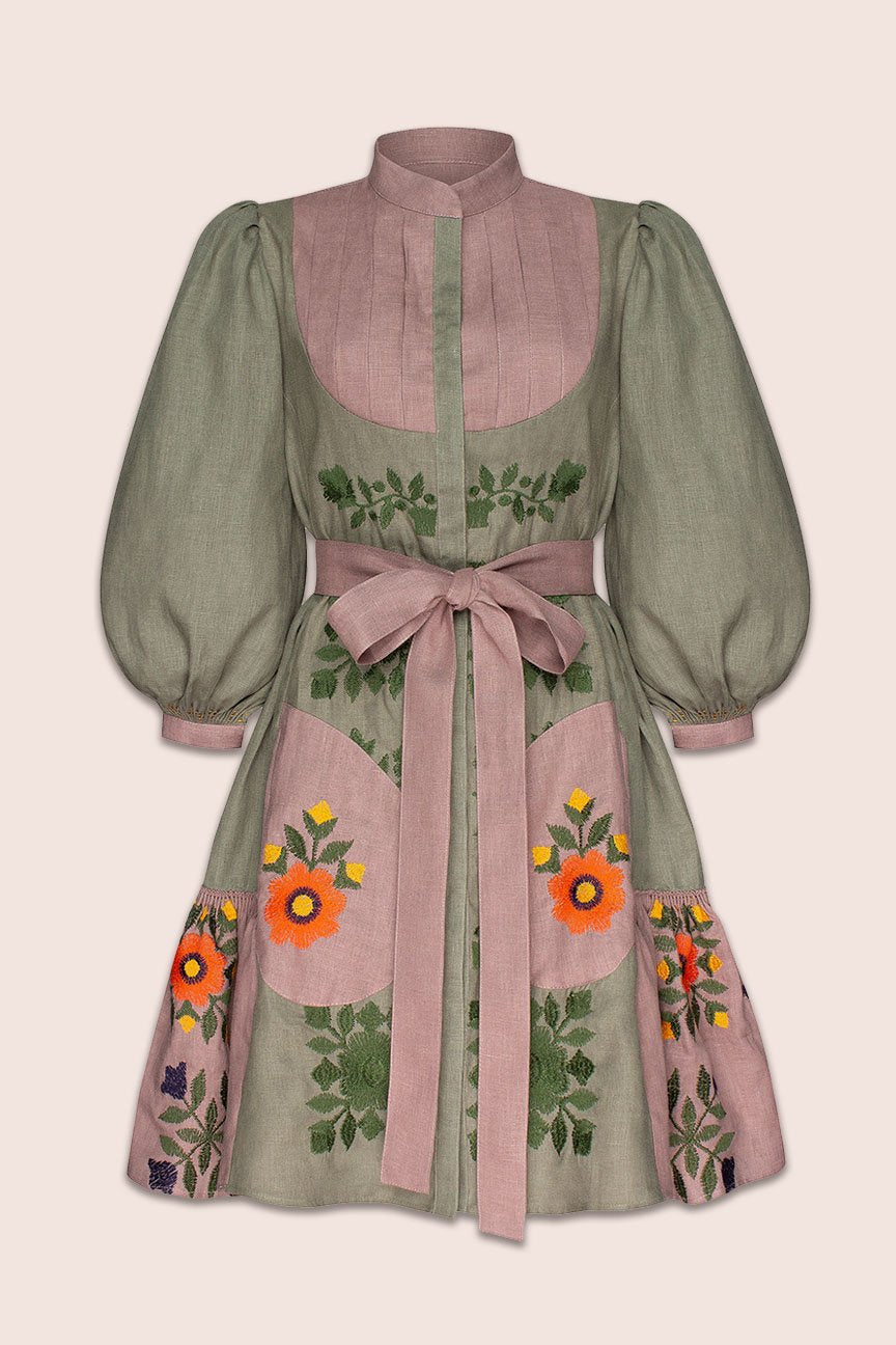 Amo Mini Dress in Pink and Green