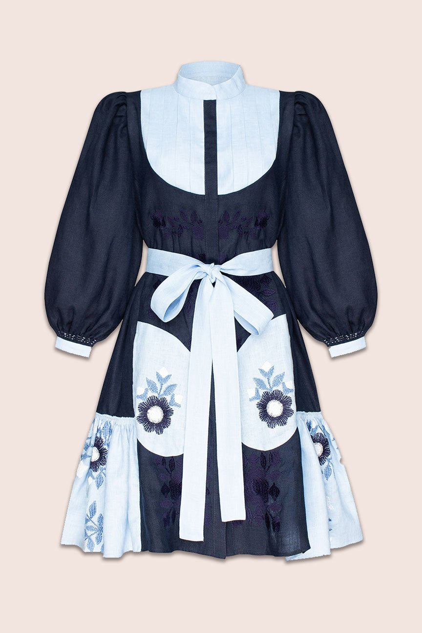 Amo Mini Dress in Navy and Blue