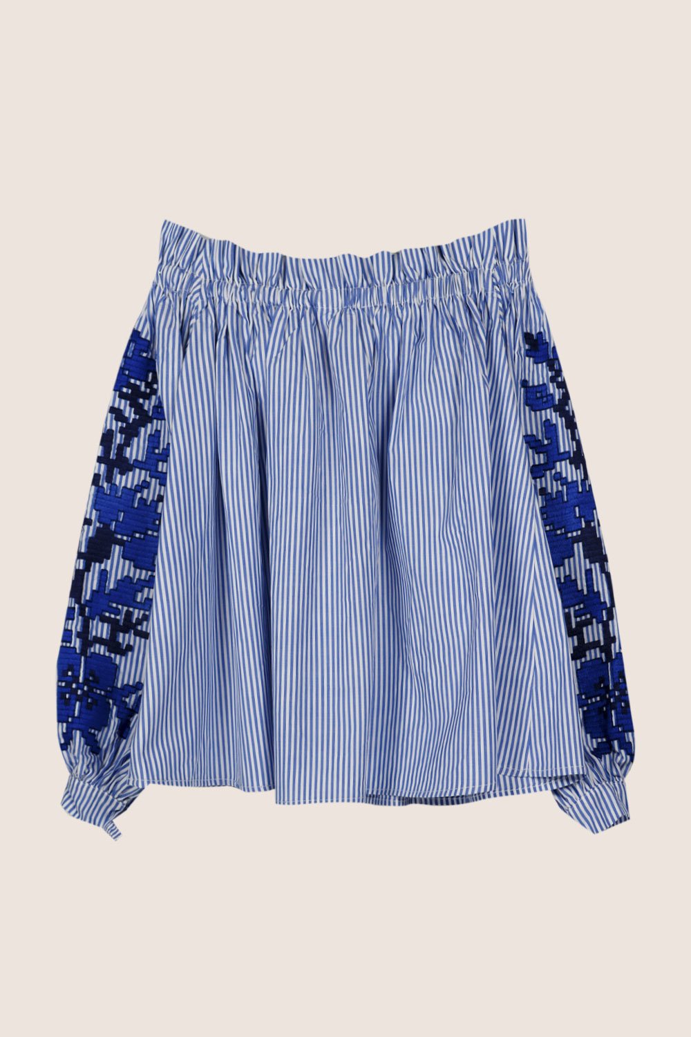 Adele Striped Off-The-Shoulder Top in Blue