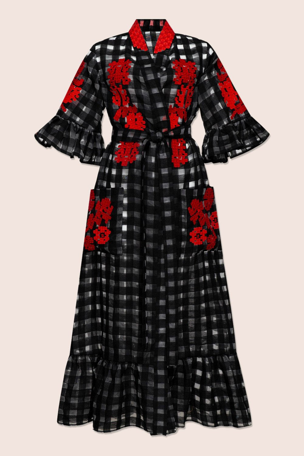 Nilofar Maxi Wrap Dress in Black