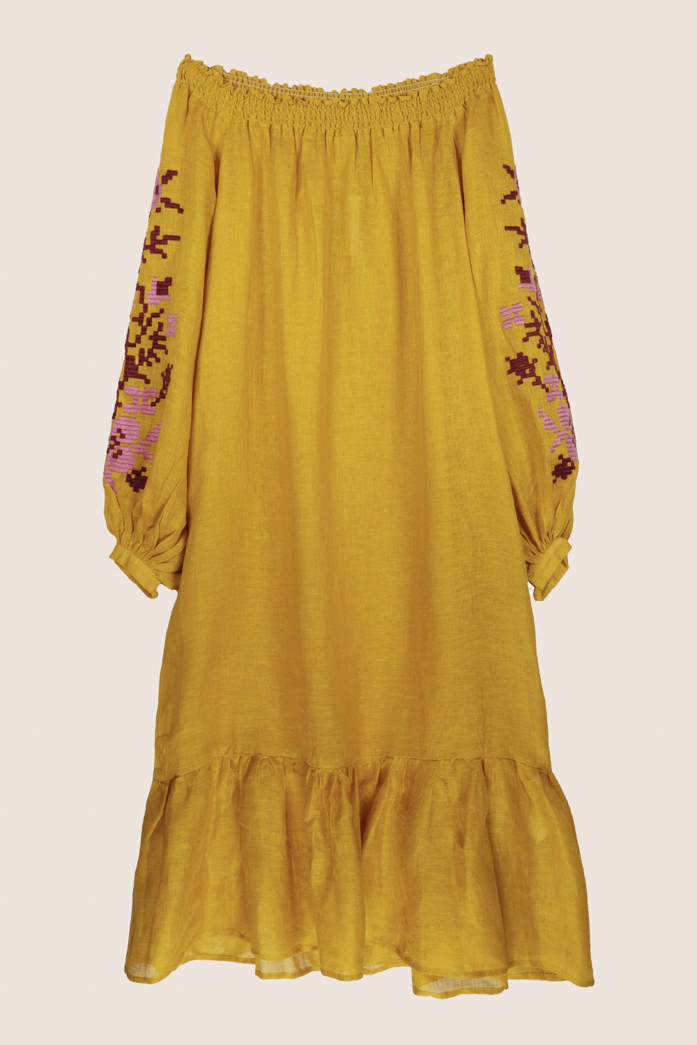 Adele Off-The-Shoulder Maxi Dress in Yellow