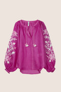 Adele Blouse in Fuchsia with Pink