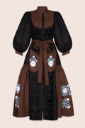 Amo Midi Dress in Brown and Black