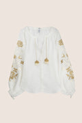 Adele Blouse in White with Beige