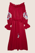 Rose Off-The-Shoulder Maxi Dress in Red