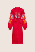 Broken Tiles Midi Dress in Red