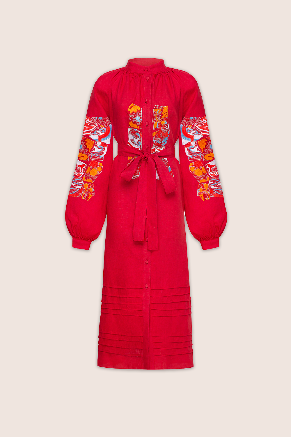 Broken Tiles Midi Dress in Red