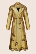 Alex Embroidery Trench Coat in Gold