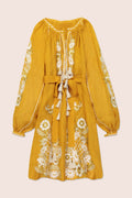 Flower Net Mini Dress in Yellow