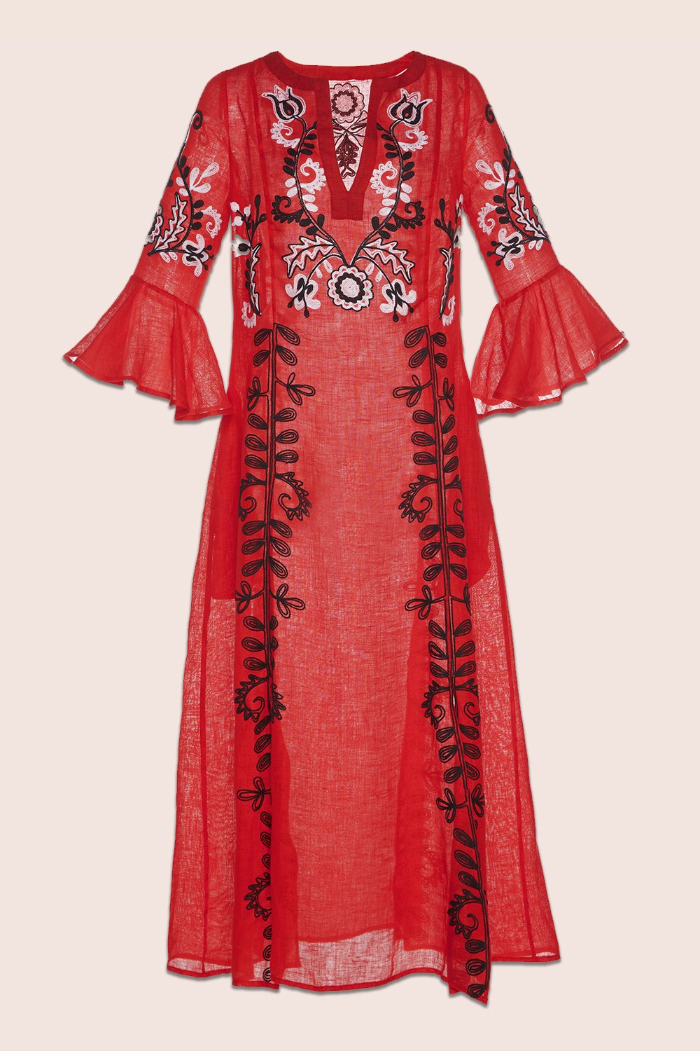 Annabell Maxi Dress in Red with Black