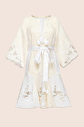Dragon Flower Mini Dress in Creme
