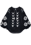 Elle Linen Blouse in Navy