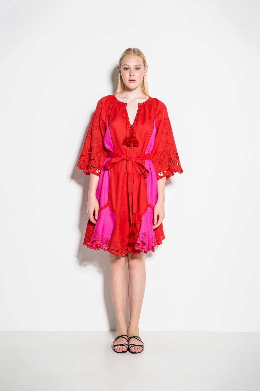 Dragon Flower Mini Dress in Red