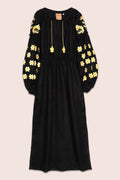 Arizona Elastic Waist Midi Dress in Black