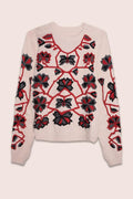 LIMITED EDITION Winter Garden Hand-Embroidered Sweater in Off-White