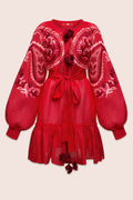 Ece Flared Mini Dress in Red