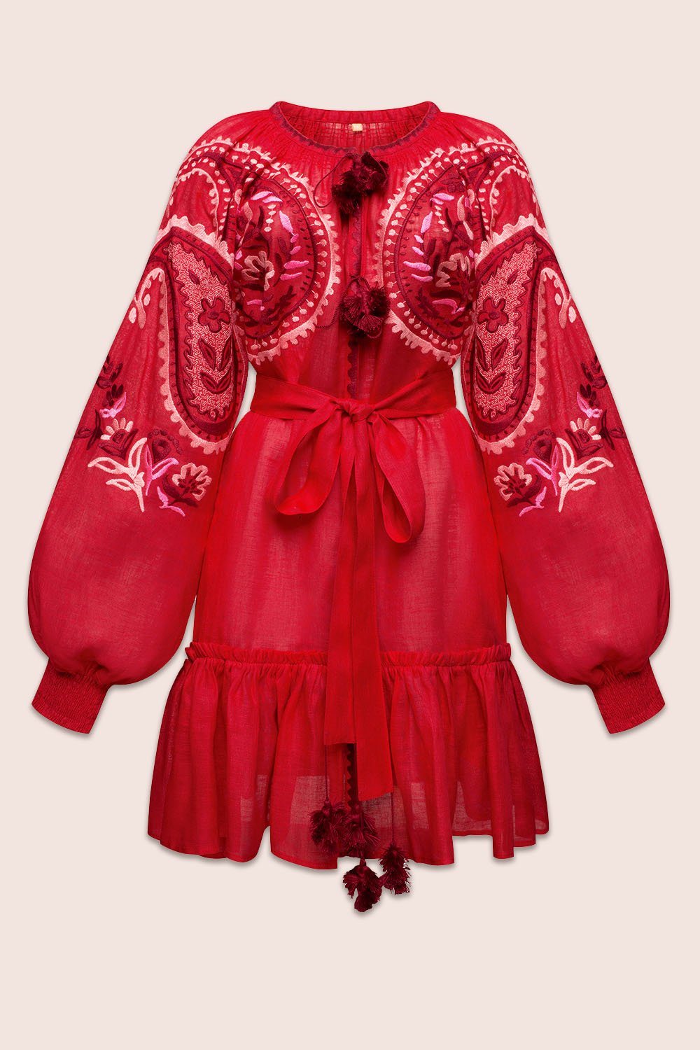 Ece Flared Mini Dress in Red