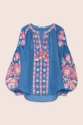 Flower Pixel Blouse in Blue