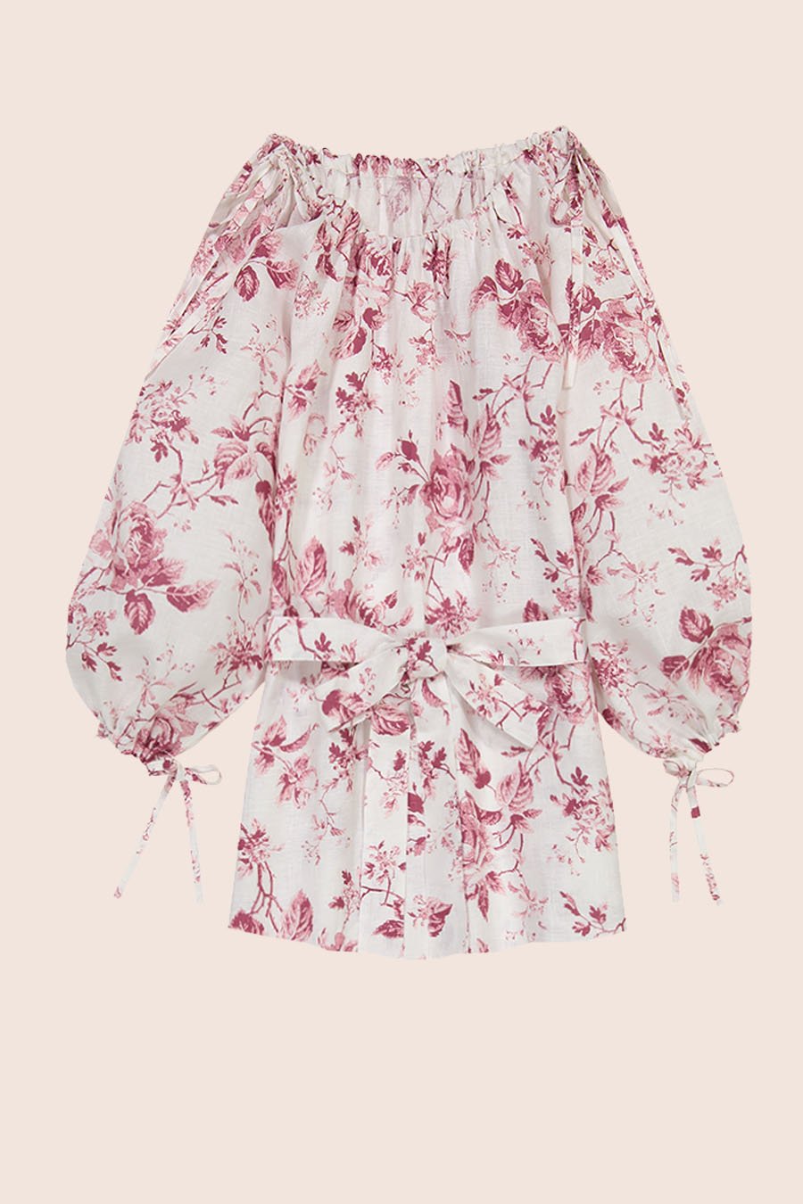 French Rose Off-The-Shoulder Mini Dress in Pink