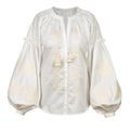Elle Cotton Blouse in White with Creme