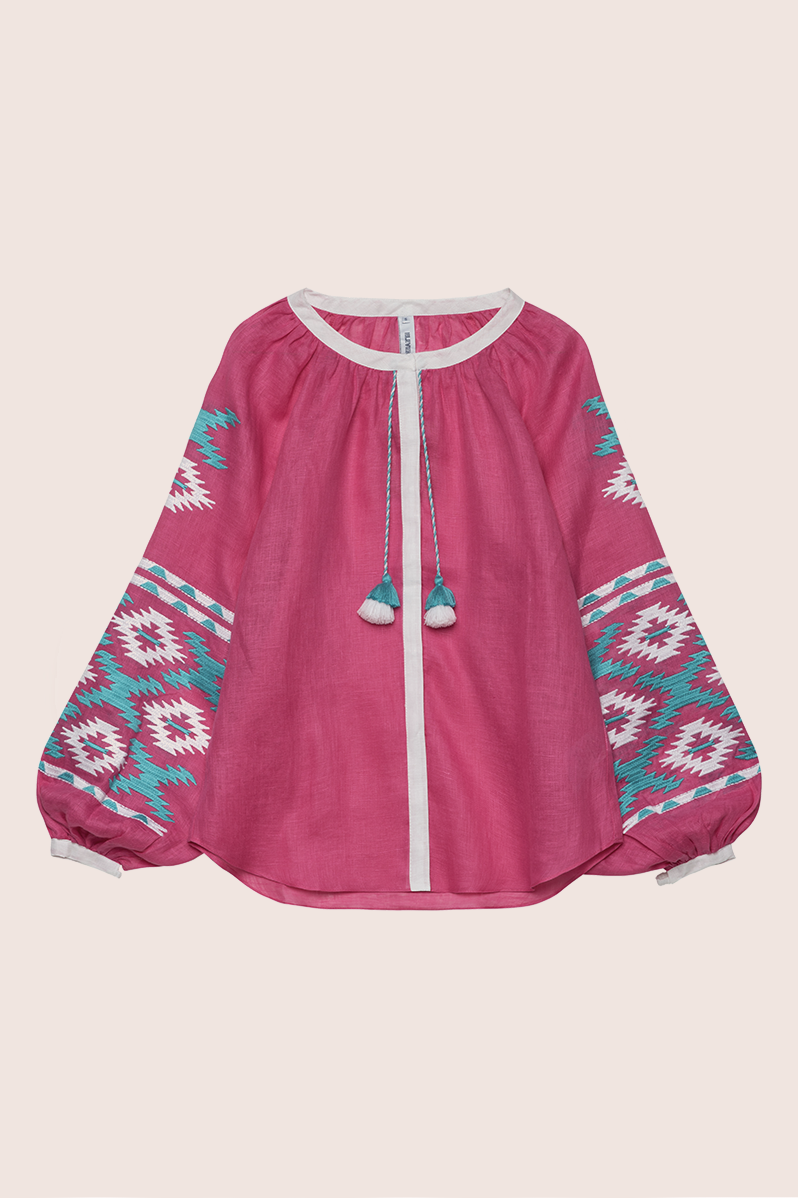 Istanbul Linen Blouse in Fuchsia