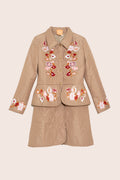 Laila Long Quilted Jacket in Beige