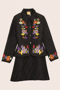 Laila Long Quilted Jacket in Black